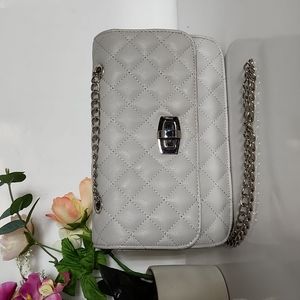 Express Gray Quilted Silvertone Chain Link Strap Crossbody Shoulder Bag